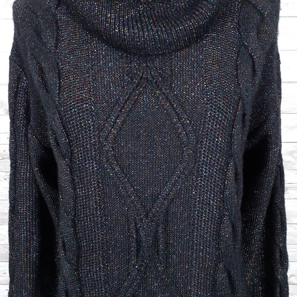 Charter Club Cowl Neck Sweater PM Black Sparkle 6 - Picture 2 of 7